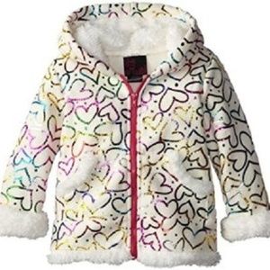 Girls Rule Foil Heart Fleece Hoodie Jacket 18 Mo.